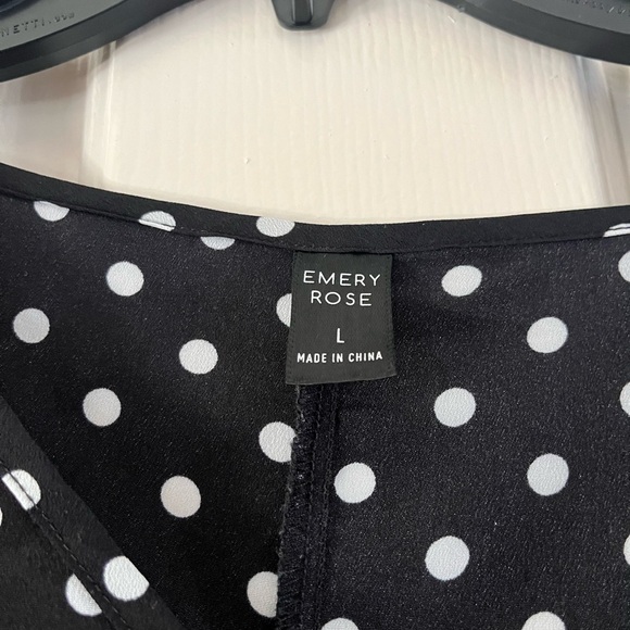 Emery Rose black with white polkadots all over.  Fun, worn twice.  Size large - Picture 1 of 4